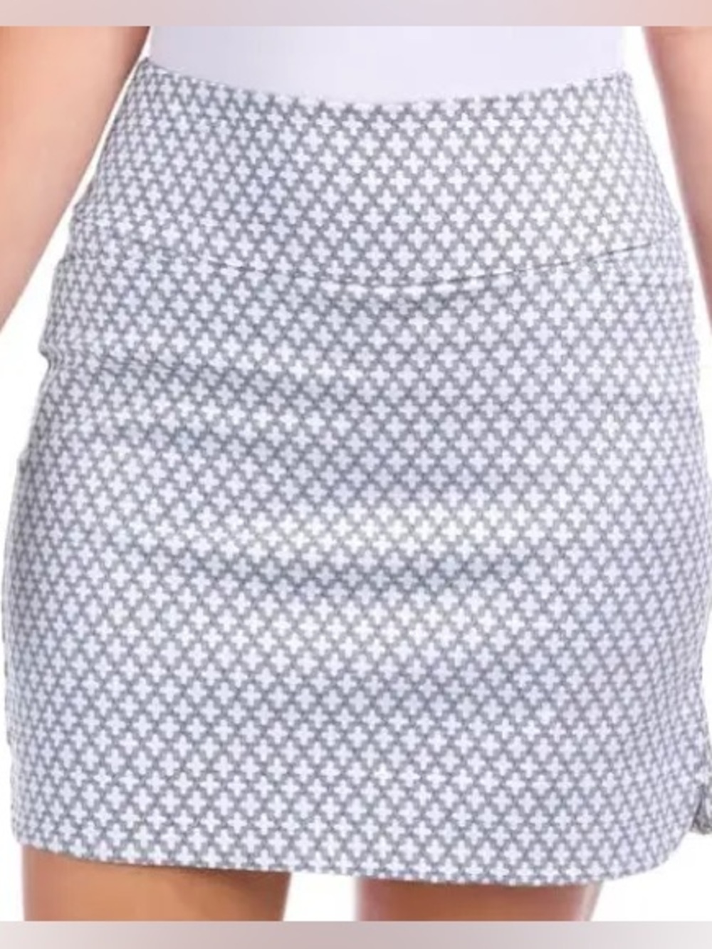 S.C.&Co. Golf Skort XXL White Geometric w/ Front‎ Pockets Petal Split Athleisure
